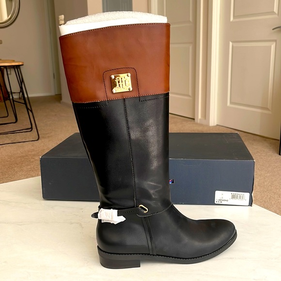 Tommy hilfiger two tone riding boots Clearance